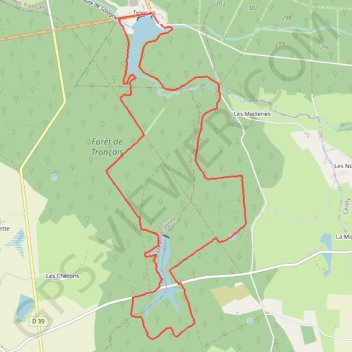 Trace GPS Les étangs de Tronçais et Saloup, itinéraire, parcours