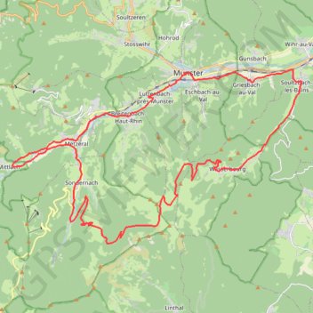 Trace GPS Wasserbourg - Col du Petit Ballon - Sondernach - Munster - Wasserbourg, itinéraire, parcours
