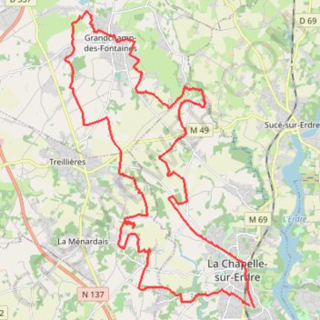 Trace GPS La Chapelle sur Erdre - Grandchamps, itinéraire, parcours