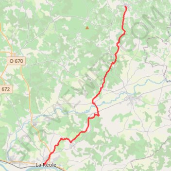 Trace GPS Compostelle - Voie de Vézelay en Gironde - Pellegrue - La Réole (Conseil Général), itinéraire, parcours