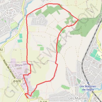 Trace GPS Veyre Monton Puy de Tobize, itinéraire, parcours