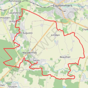 Trace GPS Les Coteaux du Morin et de l'Aubetin - Boucle - Saints, itinéraire, parcours