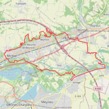 Trace GPS Le grand tour du parc de Miribel, itinéraire, parcours