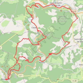 Trace GPS Bruniquel-Couyrac-grotte du Capucin-Saint Antonin, itinéraire, parcours