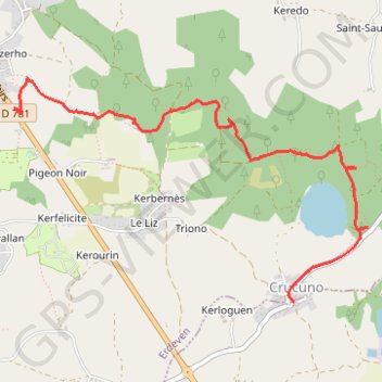 Trace GPS Des alignements de Kerzerho au dolmen de Crucuno, itinéraire, parcours
