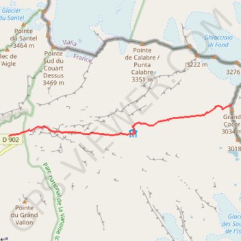Trace GPS Col de la Galise depuis le Pont Saint-Charles, itinéraire, parcours