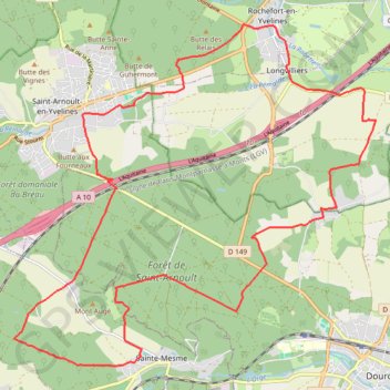 Trace GPS Entre Rochefort-en-Yvelines, Dourdan et Saint-Arnoult, itinéraire, parcours