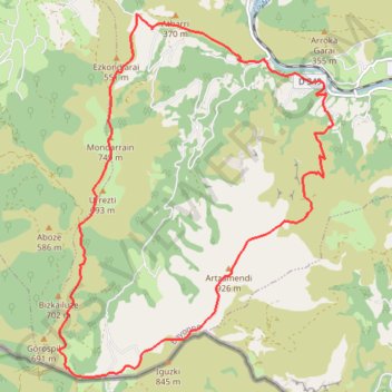 Trace GPS Mondarrain - Artzamendi, itinéraire, parcours