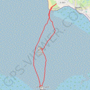 Trace GPS Traversée de la baie du Mont Saint Michel, itinéraire, parcours