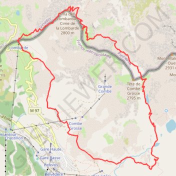 Trace GPS Cime de la Lombarde, itinéraire, parcours
