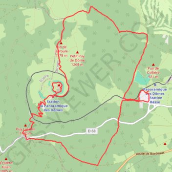 Trace GPS Le Puy de Dôme, itinéraire, parcours