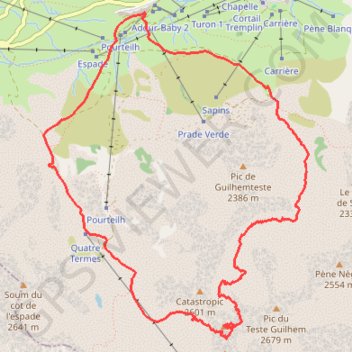 Trace GPS Le Pic des Quatre Termes - La Mongie, itinéraire, parcours