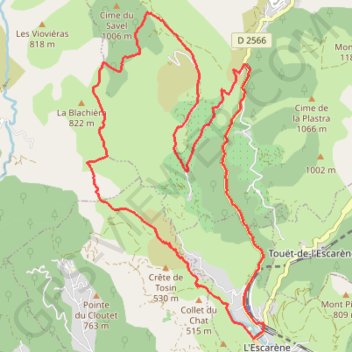 Trace GPS L'escarène - Cime du Savel - Baisse de Marsan - Baisse de la Buse - Baisse de la Croix - Prats inférieur et supérieur - L'Escarène, itinéraire, parcours