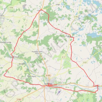 Trace GPS Le Blanc direction Varennes, Ruffec, Douadic, Lureuil, Fontgombault, Tilloux, Le Blanc, itinéraire, parcours