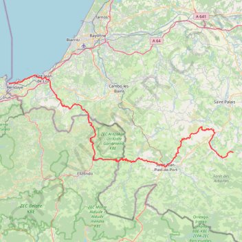 Trace GPS Hendaye--Col d'Osquich, itinéraire, parcours