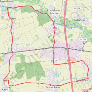 Trace GPS Circuit cyclo des villages de plaine - Ernolsheim-Bruche, itinéraire, parcours