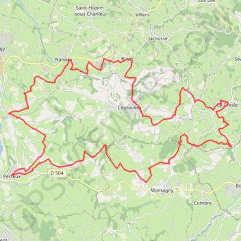 Trace GPS Perreux - Sur la trace des Pieds Ailés, itinéraire, parcours