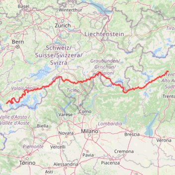 Trace GPS Route from Tisens (Tesimo) to Liddes, itinéraire, parcours