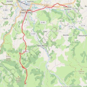 Trace GPS Saint-Jean-le-Vieux - Refuge Orisson, itinéraire, parcours
