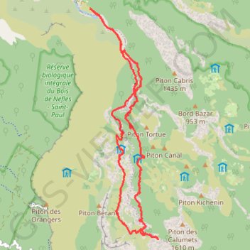 Trace GPS RandoPitons.re #1811 - De Deux Bras à la Roche Ancrée par Cayenne et les Lataniers, itinéraire, parcours