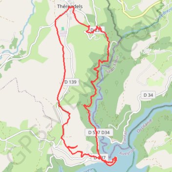 Trace GPS Balade à la presqu'île de Laussac - Thérondels, itinéraire, parcours