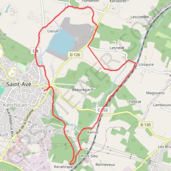 Trace GPS Circuit des Moulins , Saint Avé, itinéraire, parcours