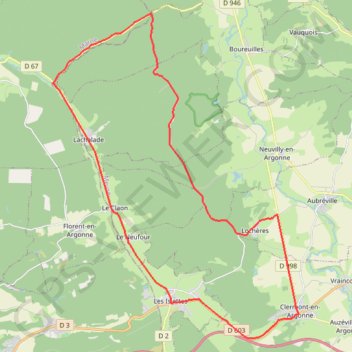 Trace GPS Balade au pays de l'arbre roi - Clermont-en-Argonne, itinéraire, parcours