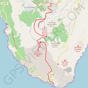 Trace GPS Volcán Teneguía. La Palma, itinéraire, parcours