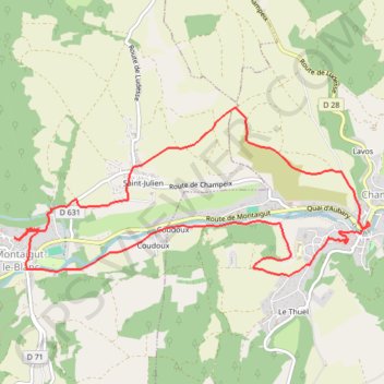Trace GPS Chameix - Saint-Julien - Montaigut-le-Blanc, itinéraire, parcours
