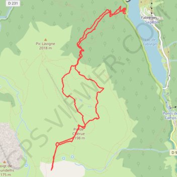 Trace GPS Pic de Chérue depuis lac de Fabrèges (raquettes), itinéraire, parcours