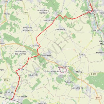 Trace GPS Le Pays Mantois, d'Orgerus à Aulnay-sur-Mauldre, itinéraire, parcours