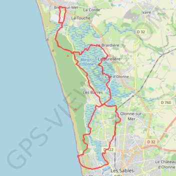 Trace GPS marais-d-olonne-paracou-foret-38km, itinéraire, parcours