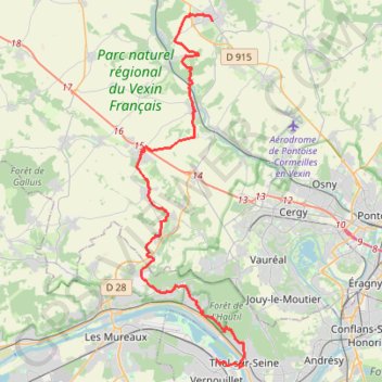 Trace GPS GR1 Verneuil-sur-Seine - Marines, itinéraire, parcours