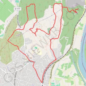 Trace GPS Les Hauts de Villeneuve-lès-Avignon, itinéraire, parcours