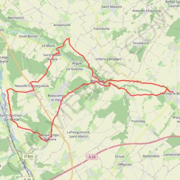 Trace GPS La Chaise - Hornoy le Bourg - Neuville-Coppegueule, itinéraire, parcours