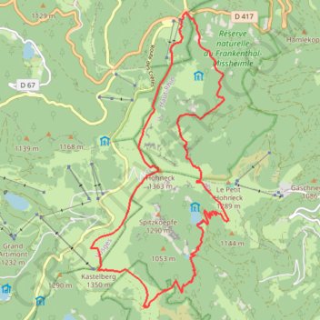 Trace GPS Sentier des Roches depuis le Hohneck, itinéraire, parcours