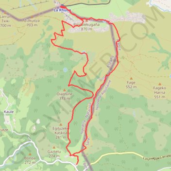 Trace GPS La Rhune depuis le Col de Lizuniaga en passant par la Venta Negra, itinéraire, parcours