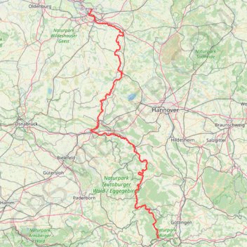 Trace GPS Weser-Radweg on GPSies.com, itinéraire, parcours