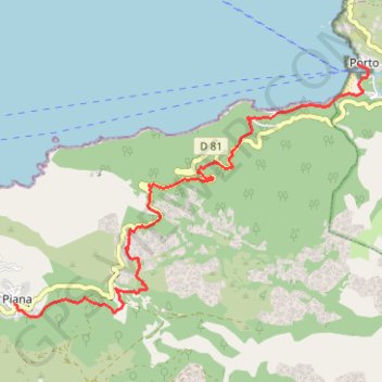 Trace GPS Porto Marina - Piana, itinéraire, parcours