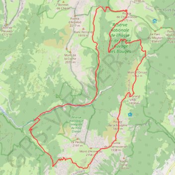 Trace GPS Chaurionde - Monts d'Armenaz par les crêtes, itinéraire, parcours