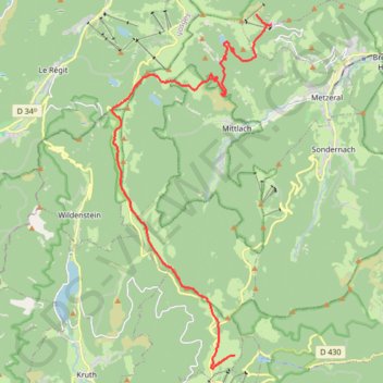 Trace GPS Crêtes des Vosges - De Schallern à Sainteinlebach, itinéraire, parcours