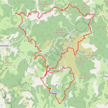 Trace GPS Ganezande Puy des Borderies Le peuch, itinéraire, parcours