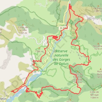 Trace GPS Gorges de Daluis - Boucle col de Roua et clue d'Amen, itinéraire, parcours