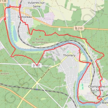 Trace GPS Samoreau - Champagne-sur-Seine, itinéraire, parcours