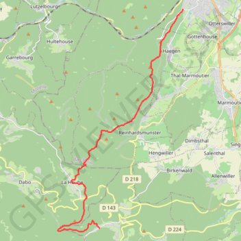 Trace GPS Traversée des Vosges - De Saverne à Engenthal, itinéraire, parcours