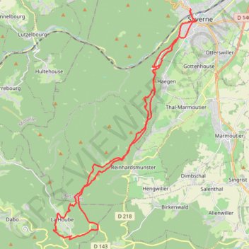 Trace GPS Saverne - La Hoube, itinéraire, parcours