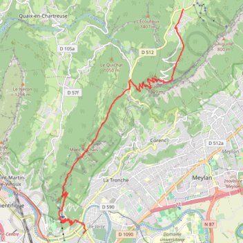 Trace GPS Grenoble - Bastille - Col de Vence - Saint Eynard - Sappey en Chartreuse, itinéraire, parcours
