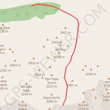 Trace GPS Col Avci Yedi Gecidi, itinéraire, parcours
