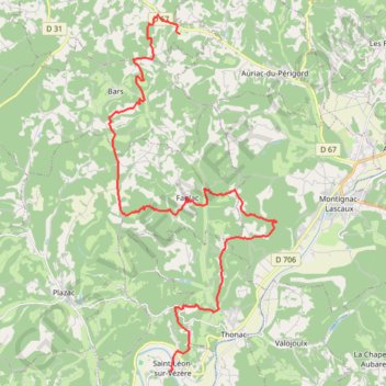 Trace GPS Du Verdoyant à Saint-Léon-sur-Vézère, itinéraire, parcours