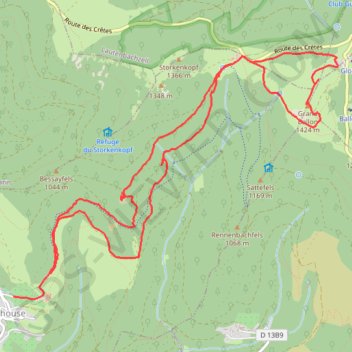 Trace GPS Ascension du grand Ballon depuis Geishouse, itinéraire, parcours